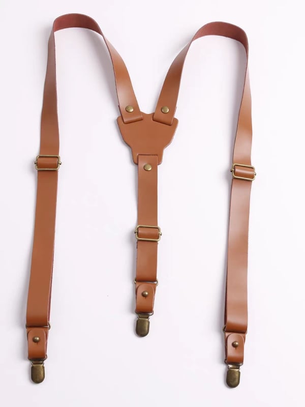 Кожени презрамки със три клипа, регулируеми дължина, кръстосан дизайн, за възрастни унисекс