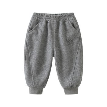 Dječje hlače za dječake 1–3 godine, fleece iznutra, casual stil, 50% pamuk, srednji pojas, duge hlače, zimski model 2025