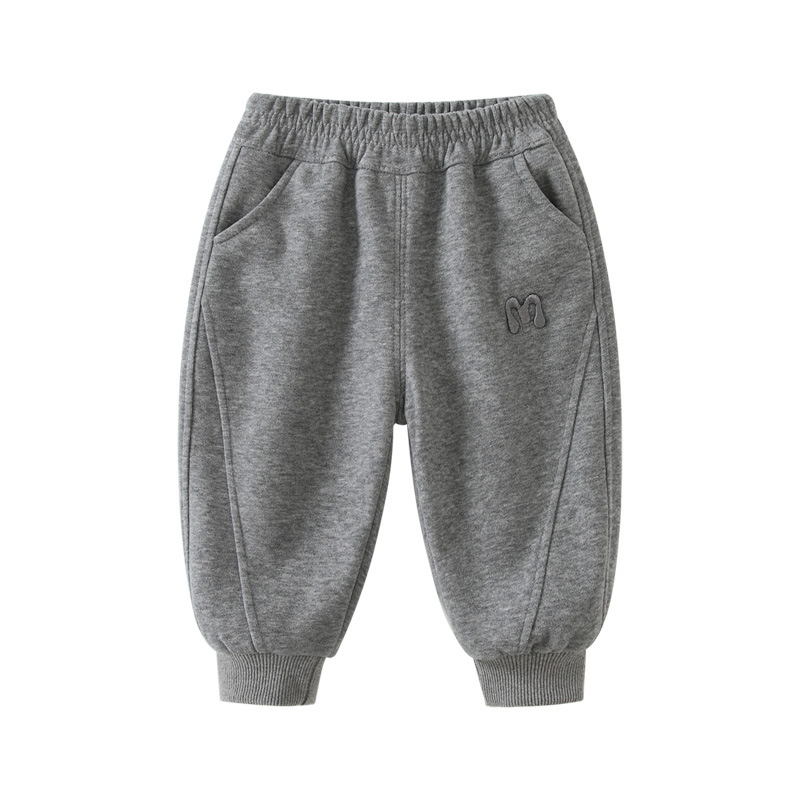 Dječje hlače za dječake 1–3 godine, fleece iznutra, casual stil, 50% pamuk, srednji pojas, duge hlače, zimski model 2025