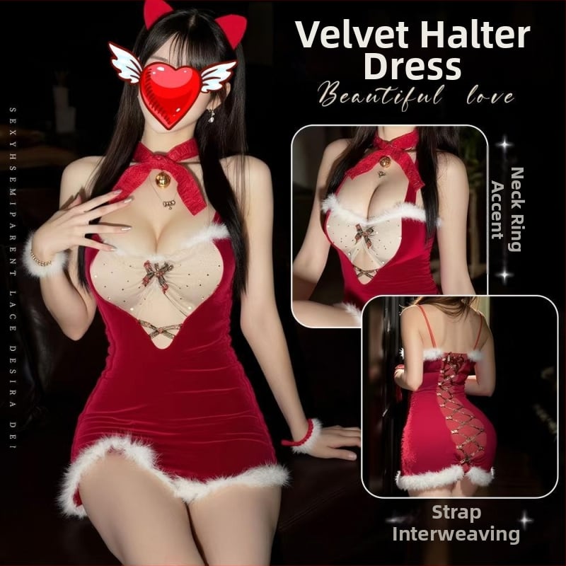 Zuikutės mergaitės kostiumas — permatomas sijonėlis su dirželiais, Kalėdinė uniforma, poliesteris 90–95%, Žiema 2025