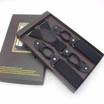 Мъжки презрамки с копчета, кръстосани, двуслойна кожена еластична лента, 6 клипа, регулируеми