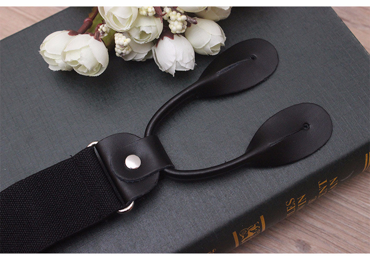 Мъжки презрамки с копчета, кръстосани, двуслойна кожена еластична лента, 6 клипа, регулируеми