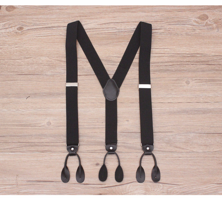 Мъжки презрамки с копчета, кръстосани, двуслойна кожена еластична лента, 6 клипа, регулируеми