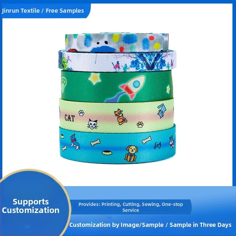 Πολυεστερικός ιμάντας με θερμική μεταφορά, καρτούν μοτίβο, διπλής όψης εκτύπωση, κατάλληλος για ιμάντες αποσκευών, ιμάντες φωτογραφικών μηχανών και ιμάντες για μπουκάλια νερού.