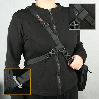 Gio външна чанта за през рамо с три щипки, полиестер, регулируема дължина, унисекс за възрастни