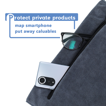 Fitneso rankšluostis su užtrauktuko kišene, mikropluoštas 150D, siuvinėjimas