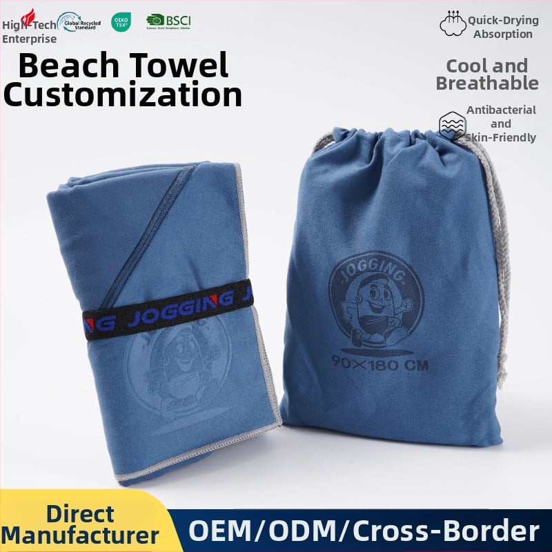 Jogging mikropluošto kišeninis rankšluostis — dvipusis flisas, 88% poliesteris / 12% nailonas, 200–300 g, greitas džiūvimas, kvėpuojantis, tinkamas treniruotėms ir paplūdimiui