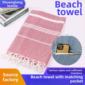 Poliesterio–medvilnės paplūdimio rankšluostis, 300–400 g, paprastas audimas, 21 siūlų, pritaikomas