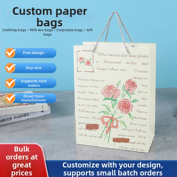 Ajándéktáska kraft papírból, kézitáska formájú, forró nyomtatás és laminálás, logónyomtatás, alkalmas ajándékokra