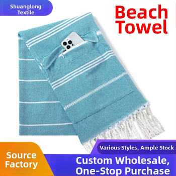 Dušės ir plaukimo rankšluostis su kišene, sugeriantis poliesterio–medvilnės mišinys, 21 siūlas, paprasta audinys, 300–400 g