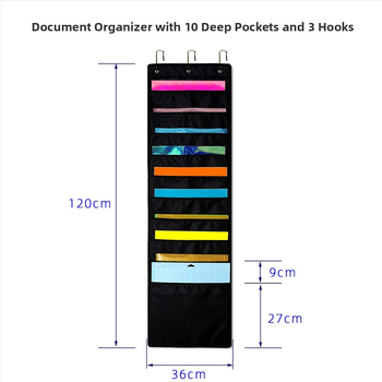 Tizenkamrás poliészter függő tároló, magazinok és dokumentumok számára