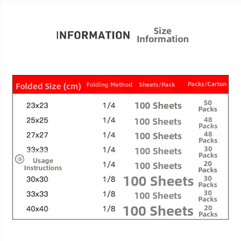Servētpapīra papīrs ēdiena piederumiem, vienslāņu, 50 lapu, virgin koka celuloze, premium klases, bez aromāta, pielāgota apstrāde, logotipa drukāšana pieejama