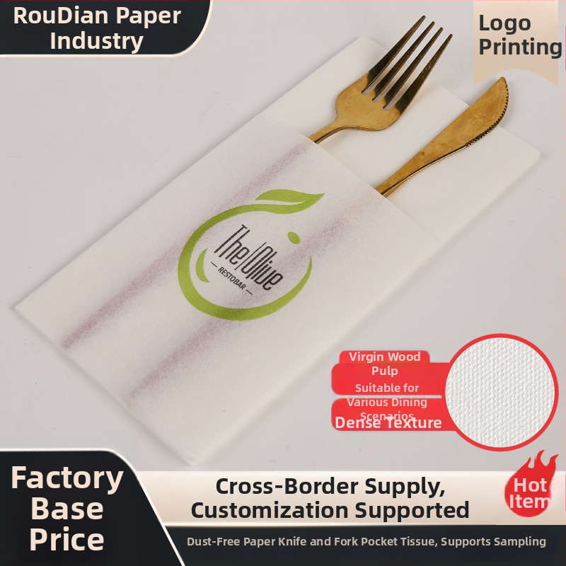 Servētpapīra papīrs ēdiena piederumiem, vienslāņu, 50 lapu, virgin koka celuloze, premium klases, bez aromāta, pielāgota apstrāde, logotipa drukāšana pieejama