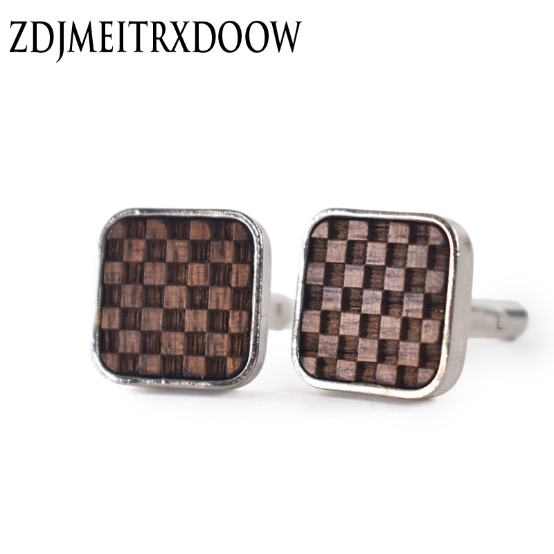 Drveni manžetni kopči, retro unisex stil, elektroplatirani završetak, mogućnost prilagodbe