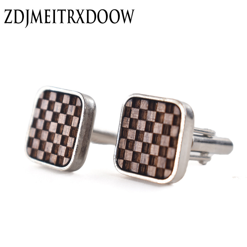 Drveni manžetni kopči, retro unisex stil, elektroplatirani završetak, mogućnost prilagodbe