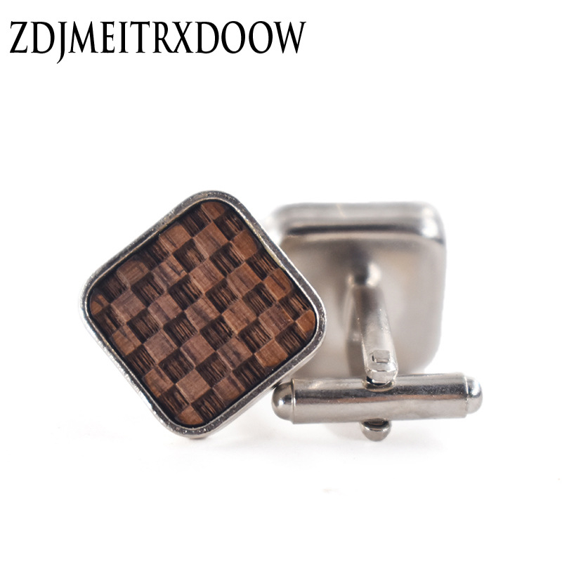 Drveni manžetni kopči, retro unisex stil, elektroplatirani završetak, mogućnost prilagodbe