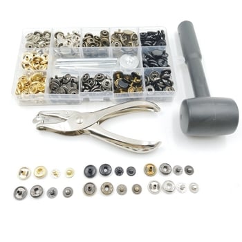 Bakreni set snap gumba s montažnim čekićem – 120 setova, pogodna za pamuk kapute, kožne kapute, ruksake, hlače i jakne