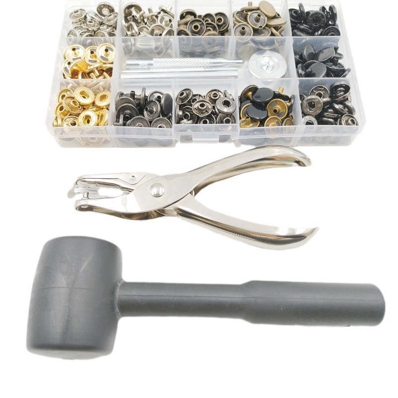 Bakreni set snap gumba s montažnim čekićem – 120 setova, pogodna za pamuk kapute, kožne kapute, ruksake, hlače i jakne