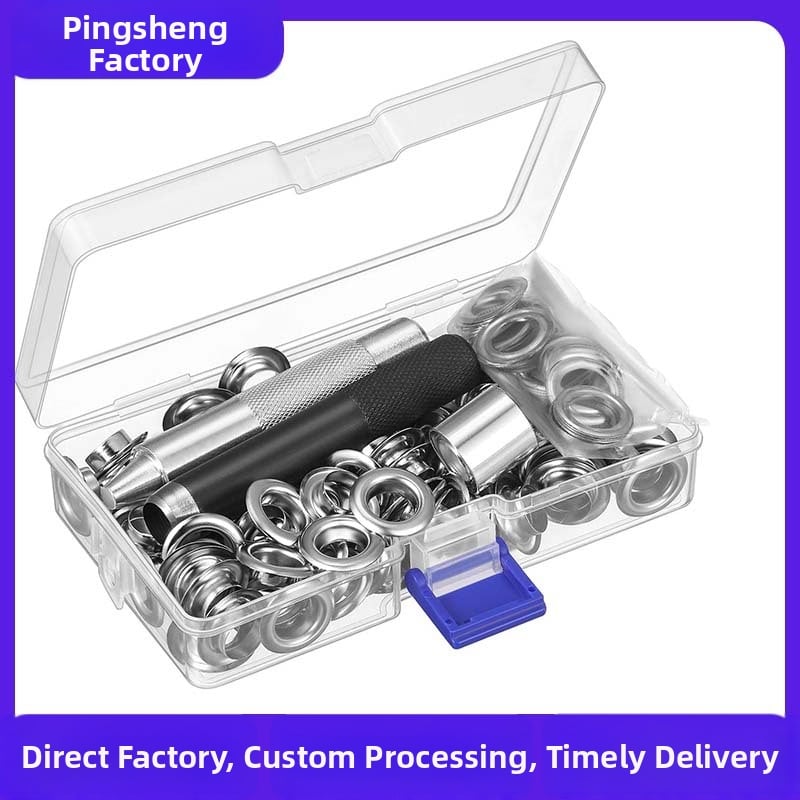 Réz eyelet készlet, 100 darab, gombbeültető eszközzel, bőr és fém szemekhez