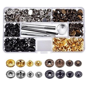 633 Fém gombtelepítő készlet, sárgaréz, négyzáras záródás, farmerhez