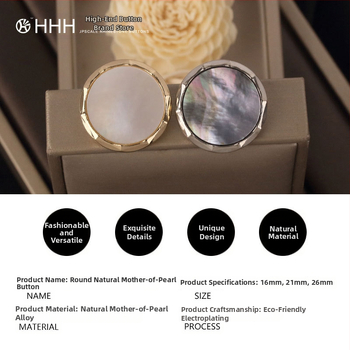 Ruházathoz való fém kagyló gombok (Anyag: ötvözet natúr gyöngyház; Szerkezet: fém kézi varrással készült hát; Alkalmazás: dzsekik, kabátok, öltönyök, inget, ruhák)