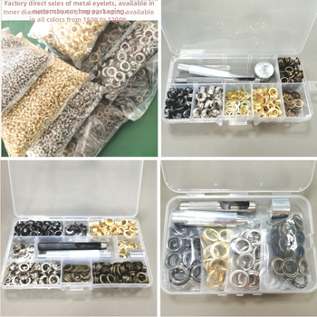 Vasból készült üreges szegecs készlet négygombos zárral és szerelő eszközzel, farmerhez, cipőkhöz, sapkákhoz és külső ruházathoz — WY