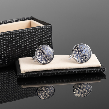 Mansetni gumbi od željeza, geometrijski dizajn, epoksidni emajl, bijeli kristal, unisex modni stil