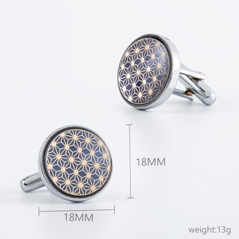 Mansetni gumbi od željeza, geometrijski dizajn, epoksidni emajl, bijeli kristal, unisex modni stil