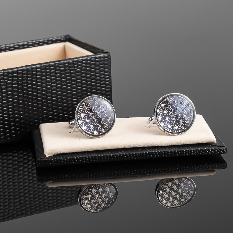 Mansetni gumbi od željeza, geometrijski dizajn, epoksidni emajl, bijeli kristal, unisex modni stil