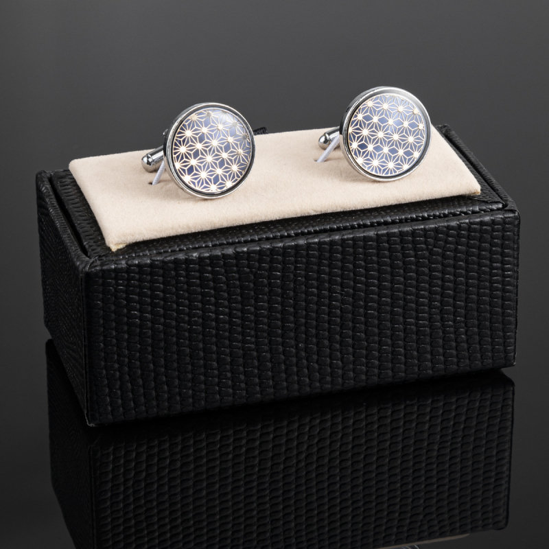 Mansetni gumbi od željeza, geometrijski dizajn, epoksidni emajl, bijeli kristal, unisex modni stil