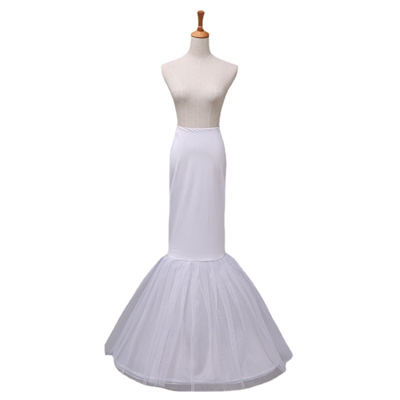 Rochie lungă de tip sirenă, tul cu un singur strat, cu oase din oțel și căptușeală încorporată