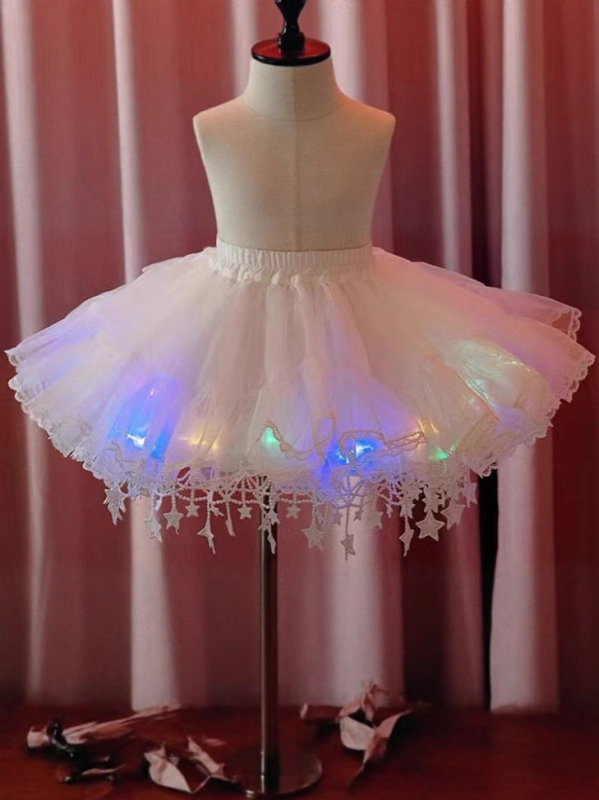 Lányoknak szóló hercegnő-stílusú A-vonalú mini szoknya chiffonból, 100% poliészter, pamut bélés, 3–8 éveseknek