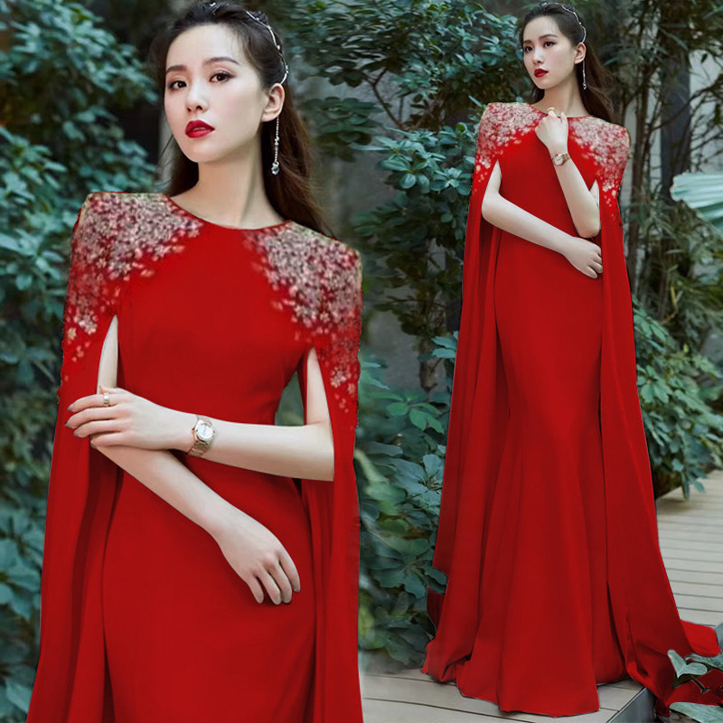 Estélyi ruha bankettre, magas derekú, hosszú ujjú, hosszú szoknya, poliészter