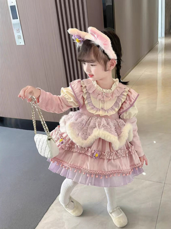 Vaikų princesių su sirenos siluetu, animaciniu raštu, petnešėlių stilius, 3–8 metų amžiaus, pavasaris 2025, pagrindinis audinys 80% acetatas, pamušalas medvilnė