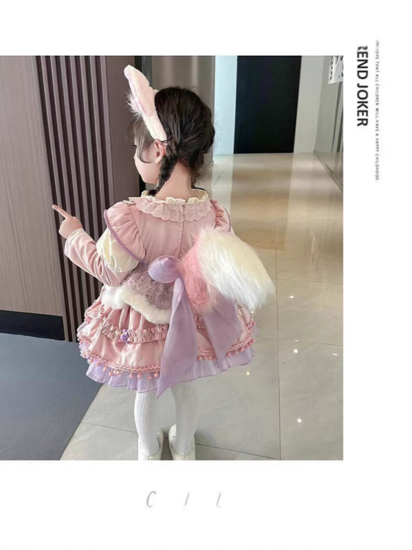 Vaikų princesių su sirenos siluetu, animaciniu raštu, petnešėlių stilius, 3–8 metų amžiaus, pavasaris 2025, pagrindinis audinys 80% acetatas, pamušalas medvilnė