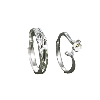 Moli S999 sterling srebro – prsten za parove s motivom lista, elektroplating