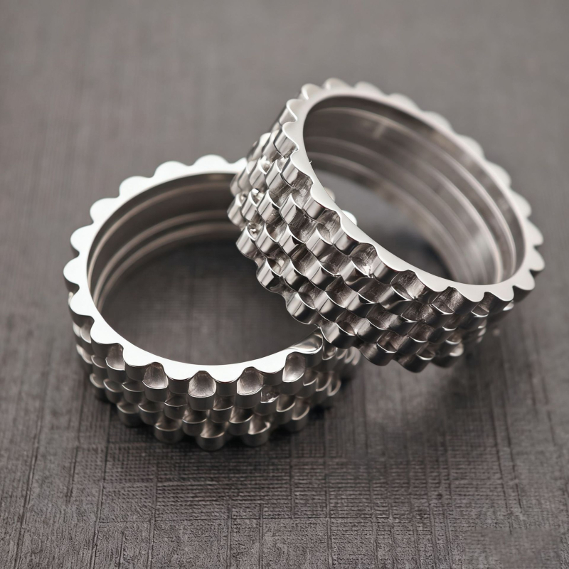 Geometrijski prsten od titan čelika, unisex, elektroplatiniran, s kariranim uzorkom remena, 316L, zimsko izdanje 2025