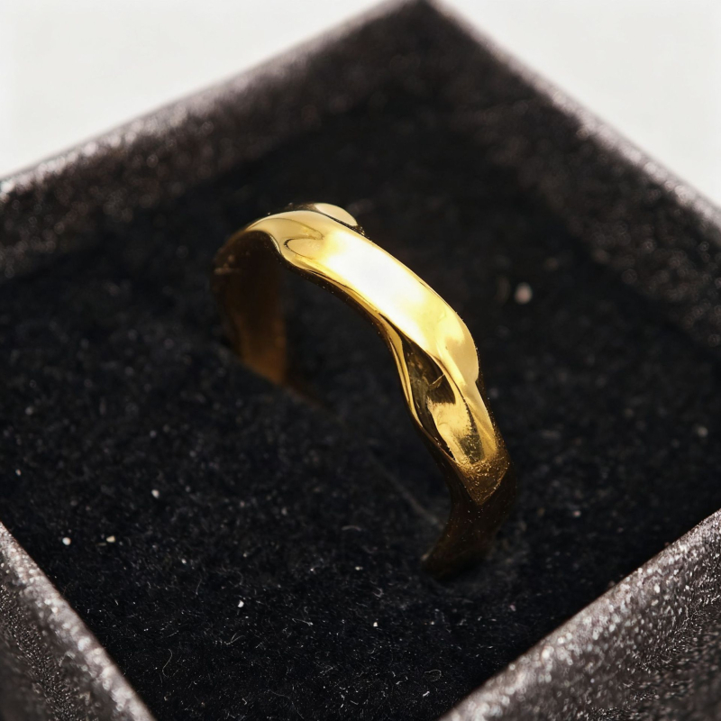 Mobius beskonačni valoviti prsten od titan čelika, unisex, 18K pozlata