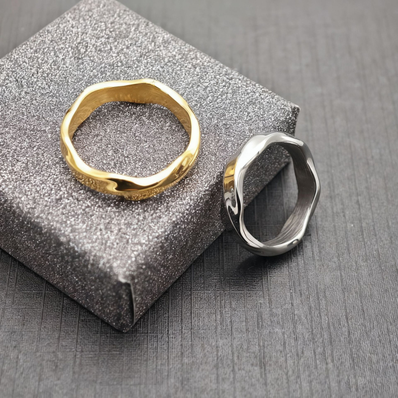 Mobius beskonačni valoviti prsten od titan čelika, unisex, 18K pozlata