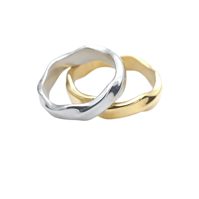 Mobius beskonačni valoviti prsten od titan čelika, unisex, 18K pozlata