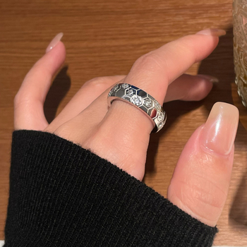 Prsten od 925 srebra, heksagonalni geometrijski dizajn, korejski stil, precizno izrađeno, unisex
