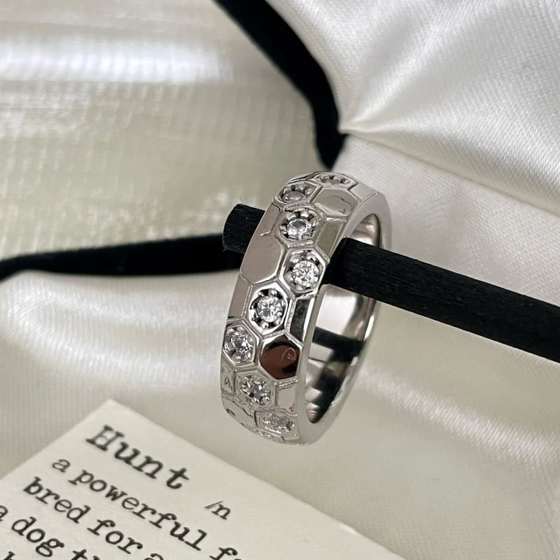 Prsten od 925 srebra, heksagonalni geometrijski dizajn, korejski stil, precizno izrađeno, unisex