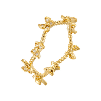 Inel cu formă de fluture, stil lux ușor, linii răsucite, placat cu aur 14K pe cupru, inel închis pentru femei