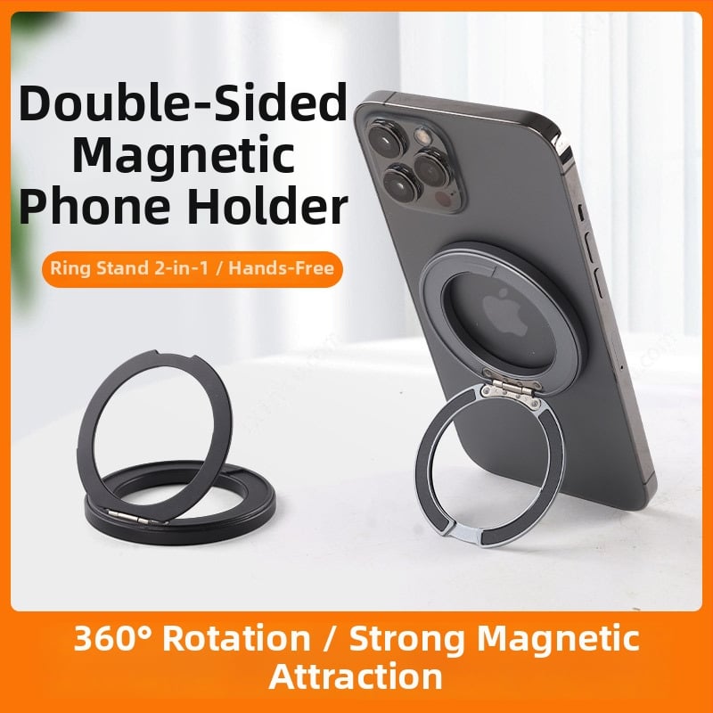 MagSafe magnetinis telefono laikiklis su aliuminio lydinio žiedu, 360° sukasi, universalus mobiliesiems telefonams