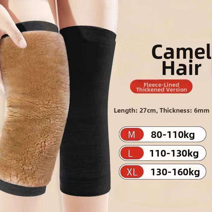 Genunchiere din lână de cămilă pentru toamnă-iarna, căptușite cu fleece, groase, rezistente la vânt pentru ciclism