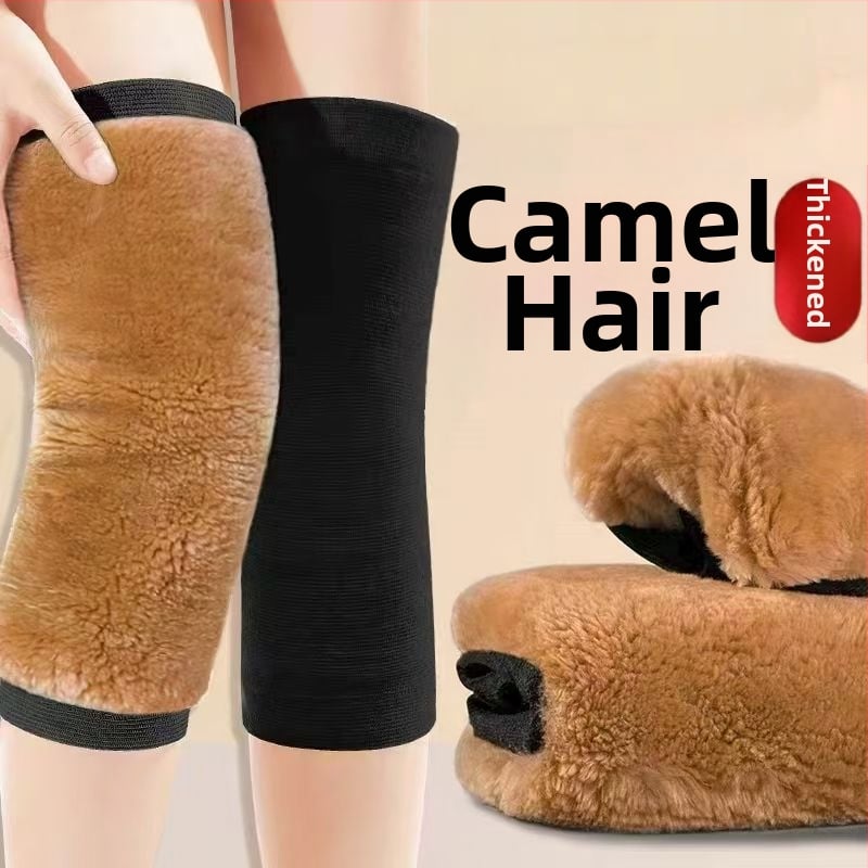 Genunchiere din lână de cămilă pentru toamnă-iarna, căptușite cu fleece, groase, rezistente la vânt pentru ciclism