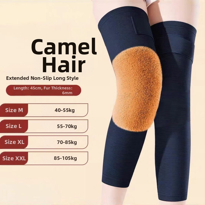 Genunchiere din lână de cămilă pentru toamnă-iarna, căptușite cu fleece, groase, rezistente la vânt pentru ciclism