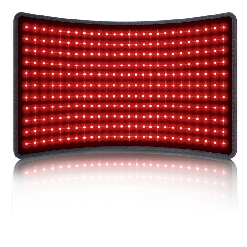 LED терапевтично одеяло за светлинна терапия — 12V, 28W, отопление до 55°C, температурен диапазон 45–55°C, CE сертифициран; зони за грижа: коленни подложки, раменни подложки, поясна защита