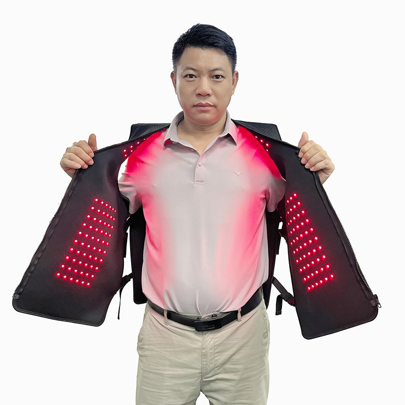 Raudonosios šviesos terapijos liemenė su infraraudonųjų spindulių šildymu kaklo stuburo ir pečių zonai, 12V, 6W, 45–65°C, 3 pakopų temperatūros reguliavimas