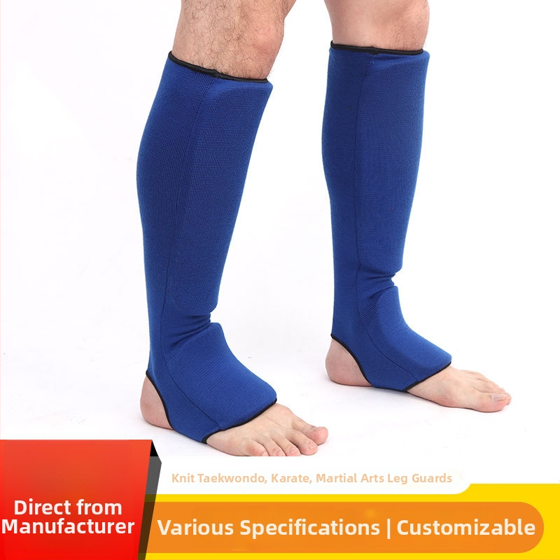 Adīti kāju aizsargi Taekwondo un cīņas mākslām — EVA pildījums, kokvilnas-EVA materiāls, zemāka kājas aizsardzība